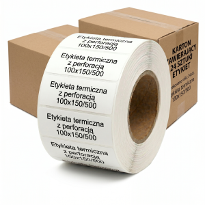 Etykieta termiczna z perforacja 100x150/500 KARTON 24 SZT