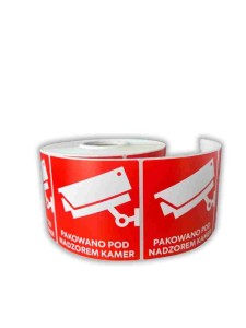 Etykieta z nadrukiem 55*55/500 "PAKOWANE POD NADZOREM KAMER"